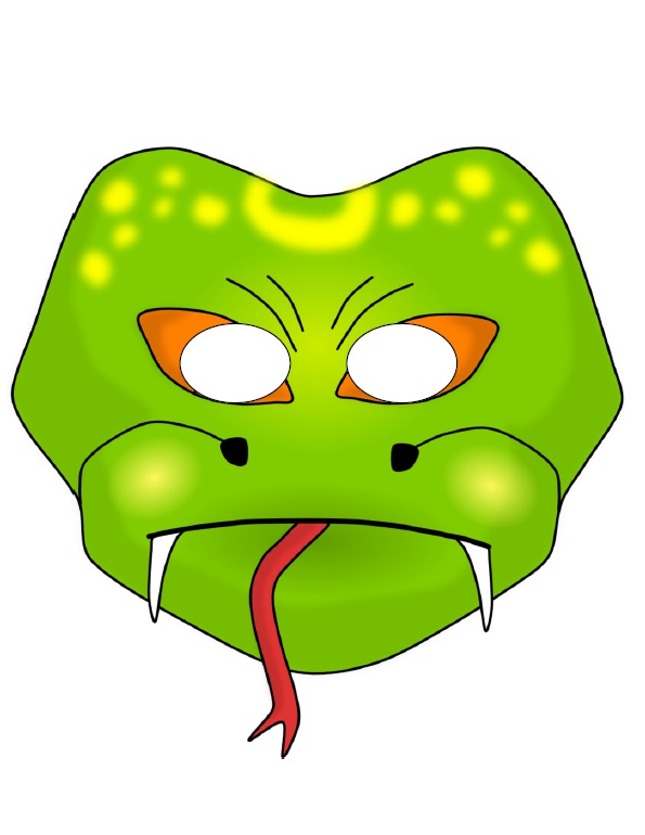 çocuklar için hazır kağıttan Yılan maskesi şablonu